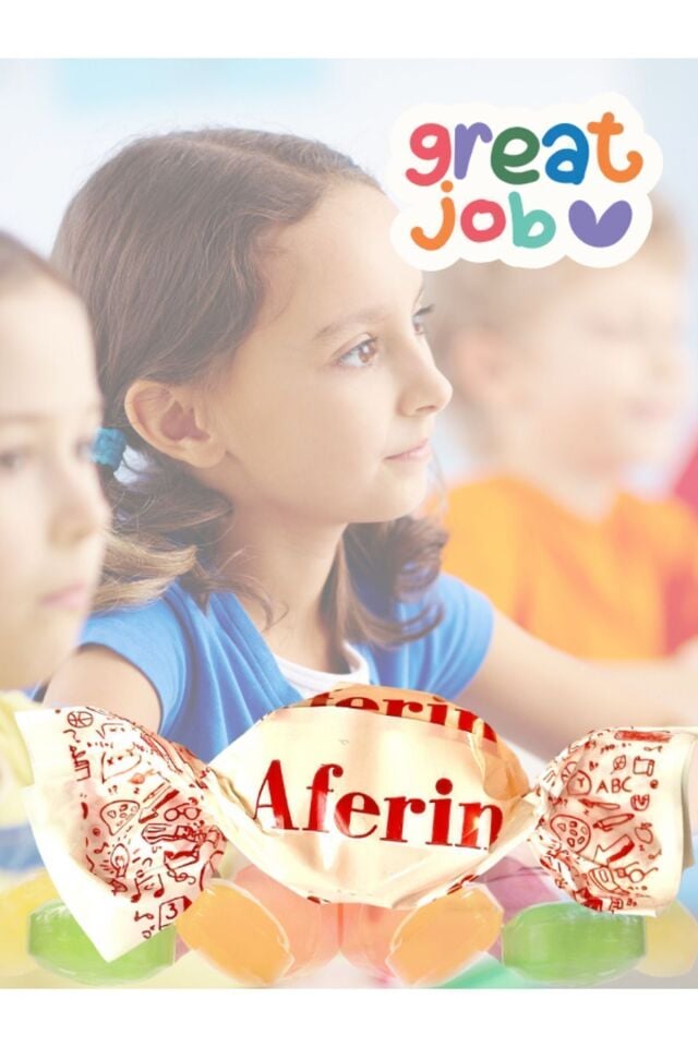 Öğretmenler, Kırtasiyeler Için ''aferin'' Baskılı Meyveli Bonbon Şeker